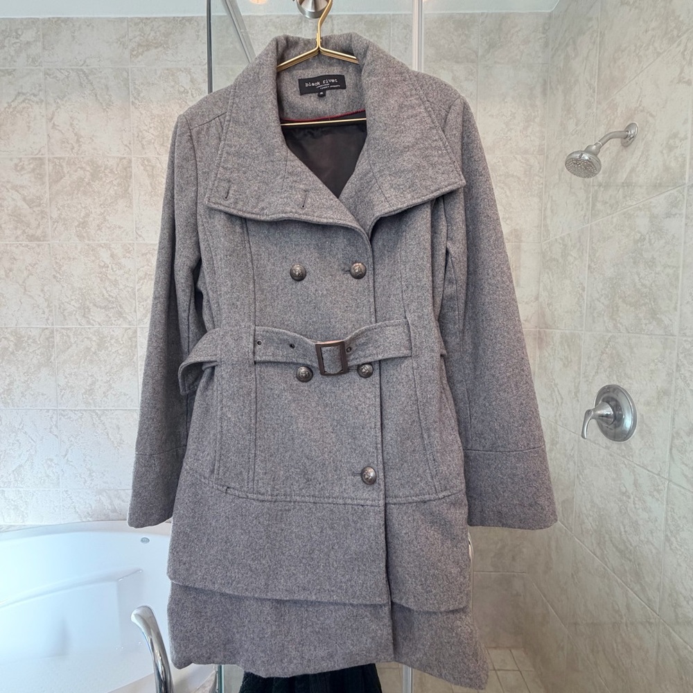 Black Rivet Women's Gray Peacoat
